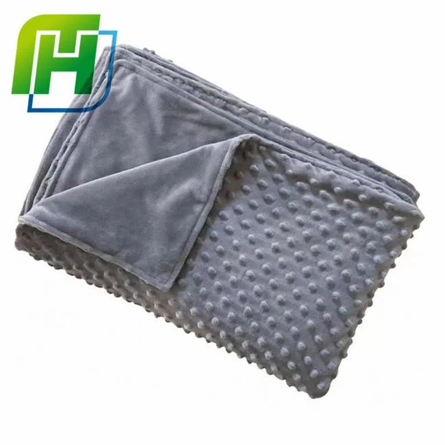 Grey Minky Dot Fleece Weighted Blanket Cover